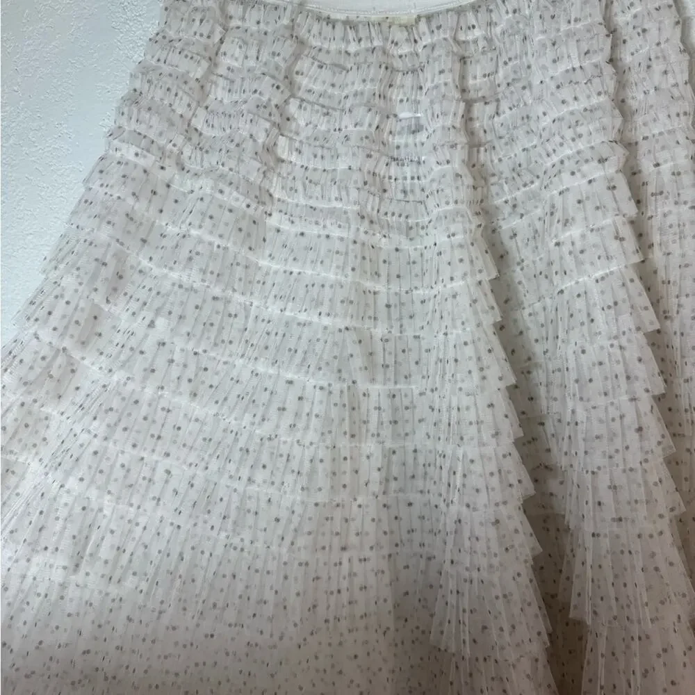 NWT Free People Return of the Ruffle Maxi Slip Skirt Medium Boho Lace Coquette
